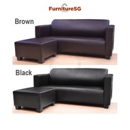 Brand New Faux Leather/Fabric 3-Seater+Stool  Sofa