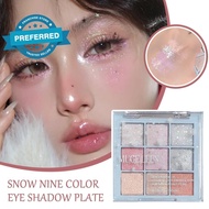 Muge Leen Snowflake Nine Color Eyeshadow Palette, Fine Chameleon Makeup Powder, Shimmering J2l8