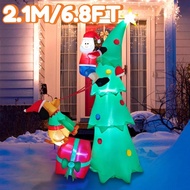 cod 2.1M/6.8FT Inflatable Santa Claus Climbing Tree with Dog  Lights LED Home Holiday Lighting Decor