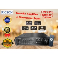AMPLIFIER / AVR-2288 / RICSON KARAOKE AMPLIFIER  / BT / USB / SD Card / FM Radio / Echo / 4 Mic Input / Support  DC 12V