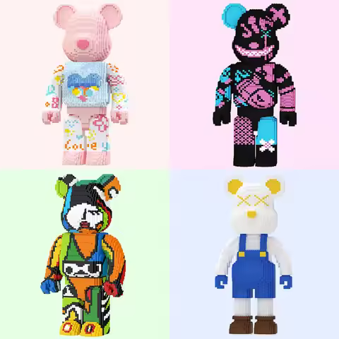 55cm Colorful Huge Bear Mini Brick Half Anatomy Fluid Art Bear Ornament Building Block DIY Animal As