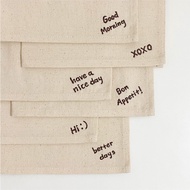Embroidery Quote Canvas Napkin by mnw.curated (plate mat/ plate coaster with embroidered words)