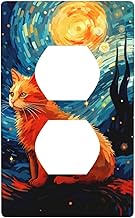 Galaxy Cat Oil Painting Single Duplex Outlet Light Switch Plate Cover Decor Wall Plate Decorative Ou