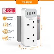 TESSAN Multi Plug Extension with USB C Extension Plug Adapter Power Socket Charger Bundle Set