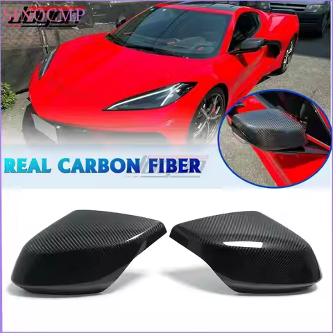 Real Carbon Fiber Side Rearview Mirror Cover For Corvette Stingray C8 Z06 Z51 2020-2023 Car Side Doo