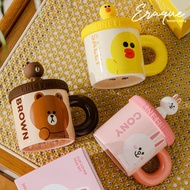Line Friends Mug A / Gelas Cangkir Mug Karakter Line Brown Cony Sally Keramik Hadiah Kado Anak Lucu 
