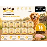 (16 Packs) Technopets Bronco Dog Wet Food Chicken Pate Tray 100g