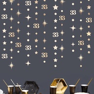 Champagne Gold 33rd Birthday Decorations Number 33 Circle Dot Star Streamer Banner Backdrop for Wome