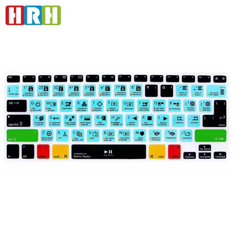 HRH DaVinci Resolve Hotkey Shortcuts Function Silicone Keyboard Cover Protector Keypad Skin For Mac 