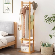 Bamboo Coat Rack Stand Bedroom Wardrobe Hanger Organizer Wood Drying Clothes Organizer Hanging Pole