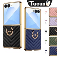 Luxury RingHook Leather Casing Samsung Galaxy Z Flip 7 Case Samsung Z Flip 6 Case Z Flip 5 Case Shoc
