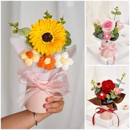 Handmade Knitted Flower Bouquet 1Set Crochet Flower Home Decor Flower