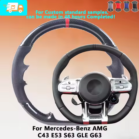 Customized Fit Carbon Fiber Leather Car Steering Wheel Cover For Mercedes-Benz AMG C43 E53 S63 GLE G