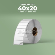 Semi-coated Label 40x20 mm Barcode Sticker 40mm x 20mm 1 Line Semicoat contains 2500 pcs