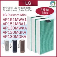 EVERGREEN.. - 3片裝 適用於LG Puricare Mini 便攜式空氣清新機 AP151MWA1 AP151MBA1 AP130MWKA AP130MGKA AP130MDKA 備用過