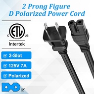 2 Prong AC Power Cord 10FT (2-Pack), Polarized Cable for Vizio D-E-M-Series HDTV, LED LCD TV, 7A, IE