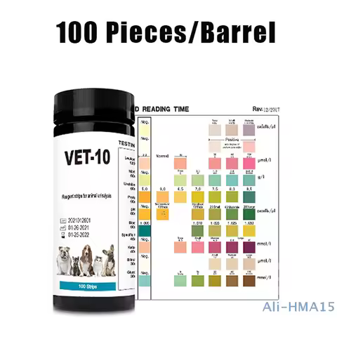 100PCS 10-Parameter Cat & Dog Urine Test Strips Cat & Dog UTI Test Kit, Urinalysis Reagent Strips: G