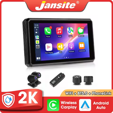 Portable 5/5.5 inch GPS for Motorcycle Navigation Wireless Carplay Android Auto 2K DVR Drive Recorde