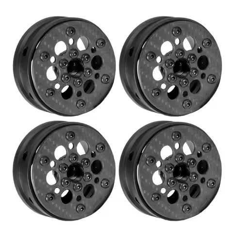 4Pcs Carbon Fiber 1.9inch Beadlock Wheel Rim Hub for 1/10 RC Crawler Car Axial SCX10 TRX4 D90 MST