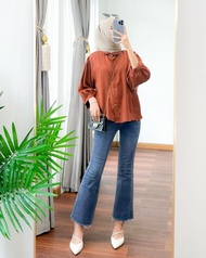 ELZAN BLOUSE WANITA BAHAN SHAKILA TWILL / BLOUSE WANITA WARNA TERACOTA