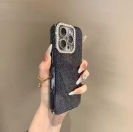 純色閃鑽適用於蘋果12時尚15pro網紅潮流手機殼新款17系列保護殼-黑色 iphone 17 Pro Max