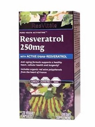 美國ResVitale Resveratrol 250mg反式白藜蘆醇紅酒多酚葡萄籽槲皮素120膠囊