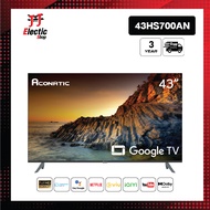 Aconatic ทีวี 43 นิ้ว FHD Google TV รุ่น 43HS700AN รองรับ WiFi ระบบปฏิบัติการ Google/Netflix &amp; Youtube, Voice Search, Frameless Design, Dolby Audio,Chromecast Built in (รับประกัน 3 ปี)