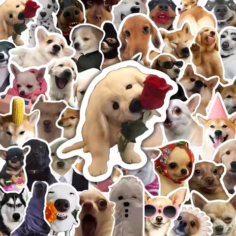 50Pcs Cute Dog Meme Stickers Vinyl Waterproof for Laptop Phone Case Notebook Water Bottle Lovely Dog