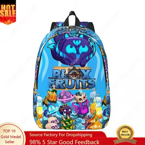 Blox Fruits Gaming Backpack for Preschool Primary School Student Robloxx Bookbag Daypack Outdoor