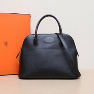 HERMES Bolide保齡球包3189黑色Buffalo阿登皮圈Y金扣肩背包