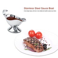 Mingzhe Steak Sauce Boat Gravy Server Stainless Steel Duck Mouth Spout Ergonomic Handle Oval Base Le