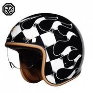 Motorcycle retro Harley 3/4 helmet with built-in transparent lenses C3AL