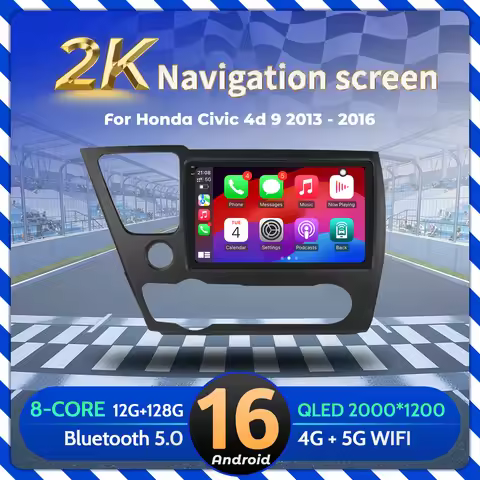 9 inch For Honda Civic 4d 9 2013-2016 Car Radio Android 16 BT Carplay Multimedia Navigation Head Uni