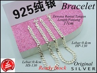 925 Bangle Silver Unisex(Laber0.4cm) (Dewasa Rantai Tangan）