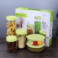 Set 5 Hủ Đựng Gia Vị Thủy Tinh - Lọ Thuỷ Tinh Nắp Giả Nhựa Có Gai Vặn Kín Khí Đựng Đồ Khô Nhiều Kích