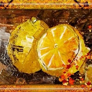 畫黃色檸檬畫水果牆裝飾