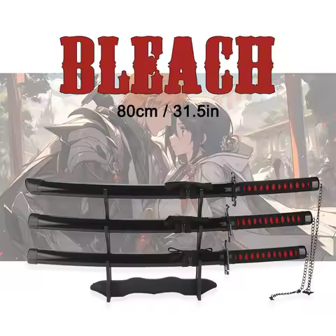 80cm Anime Bleach Katana Swords Kurosaki Ichigo Ninja Blade Cosplay Prop Wooden Anime Katana Zangets