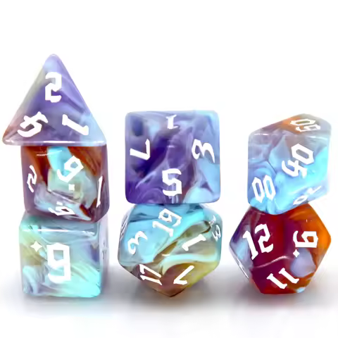 7Pcs/Set Acrylic Polyhedral Blend Color DND Game Dice Number Decorations TRPG Games Board Games Ente