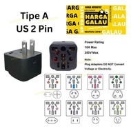 Over plug Japan Us China Taiwan Canada / Travel Adapter Charger Flat 2 legs