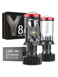 H4 LED ไฟหน้าโปรเจคเตอร์หลอดไฟรถ Bi LED เลนส์พัดลม H4 มินิโปรเจคเตอร์เลนส์ไฟหน้ารถยนต์รถจักรยานยนต์