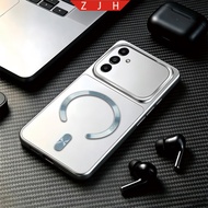 ABCQ Phone Case Samsung A14 A24 A34 A54 5G 4G Silver Texture C-Shaped Tail Magnetic Ring Phone Case 