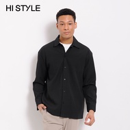 HI STYLE Men Oversized Pleated Long Sleeve Shirt - Black ETM3H3805 / Baju Lelaki Lengan Panjang - Hi