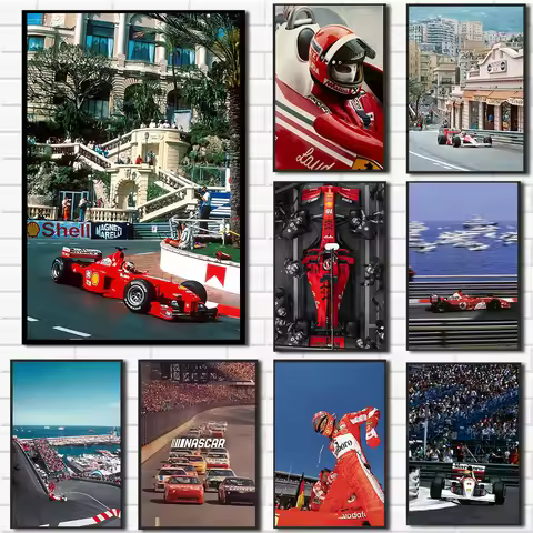 Vintage F1 Monaco Modern Fashion Racing Sports Car Photo Poster and Printed Canvas Painting Wall Art