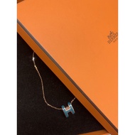100% Authentic Hermes Pop H Necklace - Rose Gold/Jade