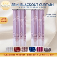 GLEMORE Semi-Blackout Curtain Raya Langsir Modern Hook & Rod Window Tingkap Pintu Sliding Door C#4