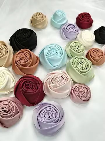 3.5cm 5cm Thick Silk Satin Fabric Flower 3D Rose DIY Simulation Flower Chest Flower Head Flower Acce