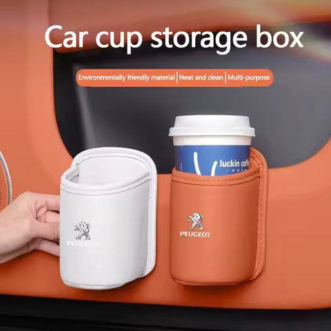 Leather Car Interior Door Cup Holder Drink Phone Storage Bin for Peugeot Logo 2008 308 306 508 407 5