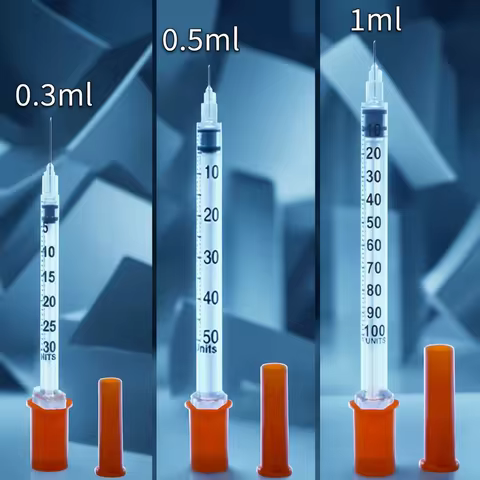 Sample Pack 5Pcs/10Pcs/20Pcs 0.3ml 0.5ml 1ml U-100 insulin Syringe Sterile With Needle For Pets Dog 