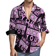 Fun Fact Fuck You Mens Long Sleeve Shirts Casual Button Down Shirts for Men Summer Beach Tees with P