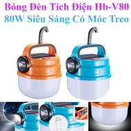 Bóng Đèn Tích Điện Hb-V80 80W Siêu Sáng Có Móc Treo Tiện Lợi Tích Hợp Đèn Pin Có Sạc Năng Lượng Mặt